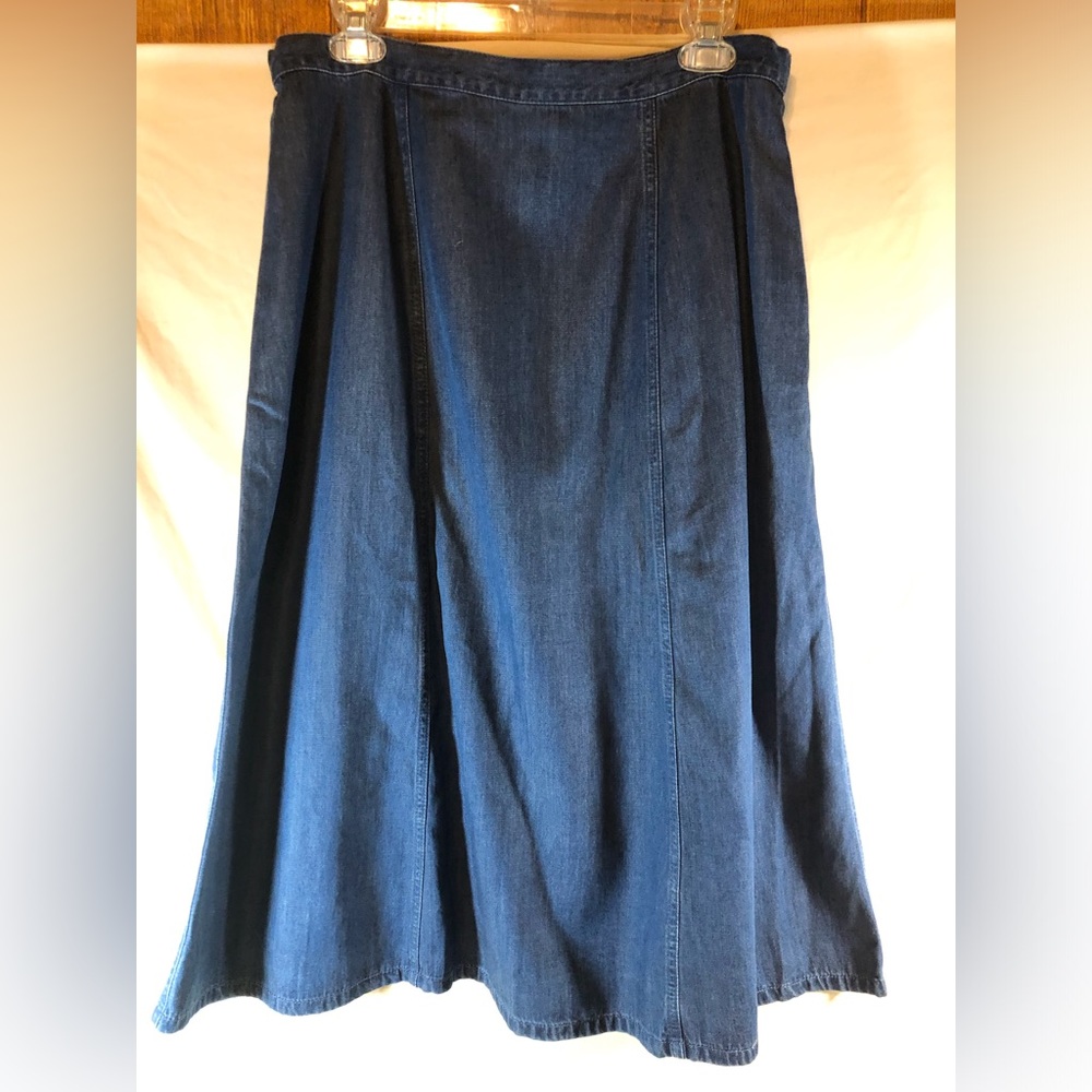 Appleseeds Petite Women’s blue jean side zipper skirt 14 P